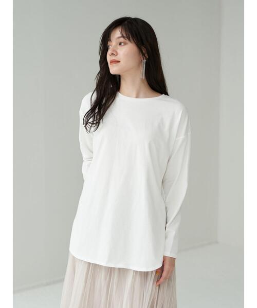 YECCA VECCA（イェッカヴェッカ）の「・ラウンドヘム長袖カットソー＊（Tシャツ/カットソー・レディース・オフホワイト/チャコールグレー/ベージュ・FREE）」の20枚目の写真