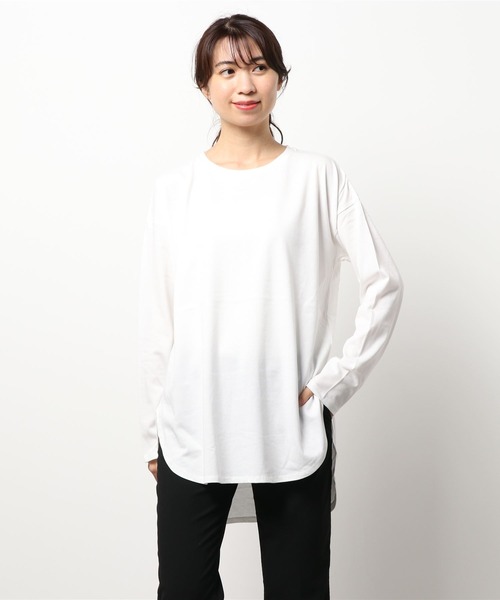 YECCA VECCA（イェッカヴェッカ）の「・ラウンドヘム長袖カットソー＊（Tシャツ/カットソー・レディース・オフホワイト/チャコールグレー/ベージュ・FREE）」の7枚目の写真