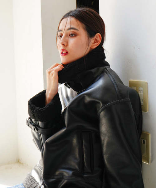 VENCEEXCHANGE(ヴァンスエクスチェンジ)の「フェイクレザーボアブルゾン(ブルゾン・レディース・ブラック・M)」の20枚目の写真