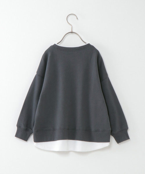 ikka(イッカ)の「【キッズ】【速乾】裾レイヤービッグトレーナー(100~160cm)(スウェット・キッズ・ダークグレー/ライトベージュ・100/110/120/130/140/150/160)」の8枚目の写真