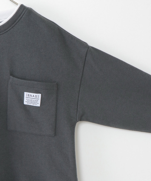 ikka(イッカ)の「【キッズ】【速乾】裾レイヤービッグトレーナー(100~160cm)(スウェット・キッズ・ダークグレー/ライトベージュ・100/110/120/130/140/150/160)」の3枚目の写真