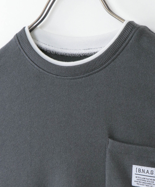 ikka(イッカ)の「【キッズ】【速乾】裾レイヤービッグトレーナー(100~160cm)(スウェット・キッズ・ダークグレー/ライトベージュ・100/110/120/130/140/150/160)」の12枚目の写真