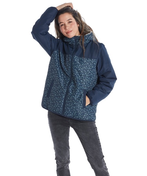 ROXY（ロキシー）の「RANDOM FLOWER/ロキシーリバーシブルモコモコボアジャケット（ブルゾン・レディース・ブラック/ナチュラル・SMALL/MEDIUM/LARGE/X-LARGE）」の7枚目の写真