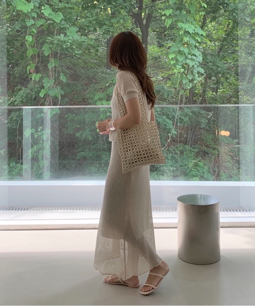 Didot.showroom（ディドット ショールーム）の「wood beads square bag（トートバッグ・レディース・アイボリー・FREE）」の10枚目の写真