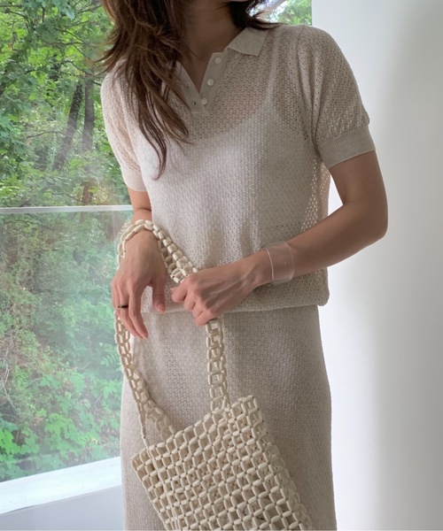 Didot.showroom（ディドット ショールーム）の「wood beads square bag（トートバッグ・レディース・アイボリー・FREE）」の7枚目の写真