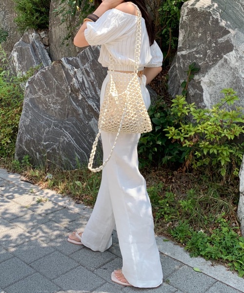 Didot.showroom（ディドット ショールーム）の「wood beads square bag（トートバッグ・レディース・アイボリー・FREE）」の17枚目の写真