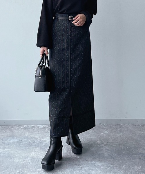 PAGEBOY（ページボーイ）の「ウイングジャガードタイトスカート（スカート・レディース・ブラック/グリーン系その他・SMALL/MEDIUM）」の6枚目の写真