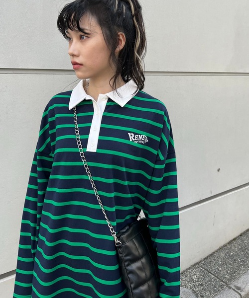 RASVOA(ラスボア)の「ラガーシャツワンピース(シャツワンピース・レディース・ブラック/グリーン・FREE)」の13枚目の写真