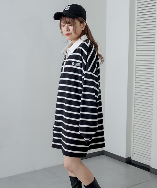 RASVOA(ラスボア)の「ラガーシャツワンピース(シャツワンピース・レディース・ブラック/グリーン・FREE)」の8枚目の写真