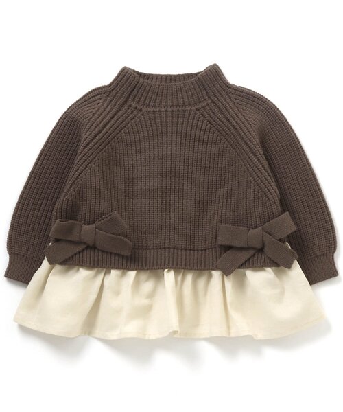 apres les cours(アプレレクール)の「WEB限定 ハイネックドッキングニット(ニット/セーター・キッズ・ブラウン/ピンク/アイボリー・90/100/110/120/80/130/140)」の9枚目の写真