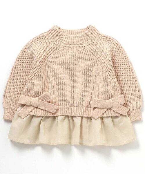 apres les cours(アプレレクール)の「WEB限定 ハイネックドッキングニット(ニット/セーター・キッズ・ブラウン/ピンク/アイボリー・90/100/110/120/80/130/140)」の4枚目の写真