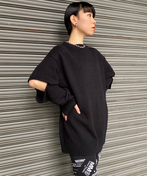 Narcissus（ナルシス）の「【SINN】Narcissusオリジナル　カットオフニット（ニット/セーター・レディース・ホワイト/ブラック/グリーン・FREE）」の2枚目の写真