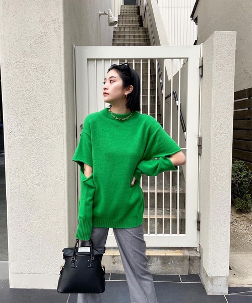 Narcissus（ナルシス）の「【SINN】Narcissusオリジナル　カットオフニット（ニット/セーター・レディース・ホワイト/ブラック/グリーン・FREE）」の22枚目の写真