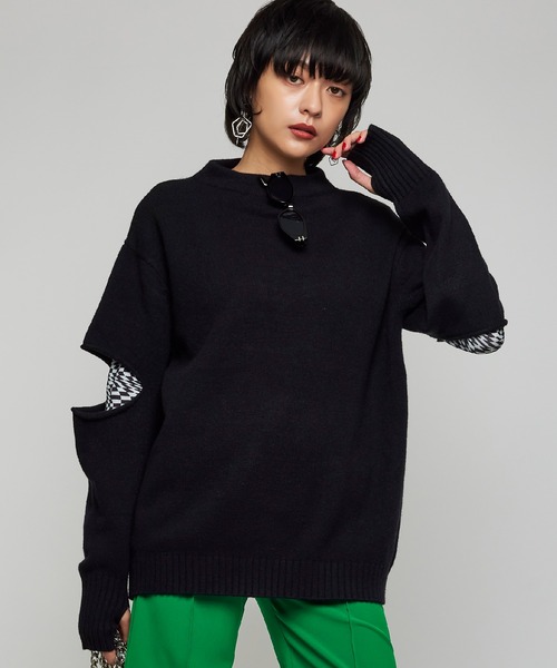 Narcissus（ナルシス）の「【SINN】Narcissusオリジナル　カットオフニット（ニット/セーター・レディース・ホワイト/ブラック/グリーン・FREE）」の19枚目の写真