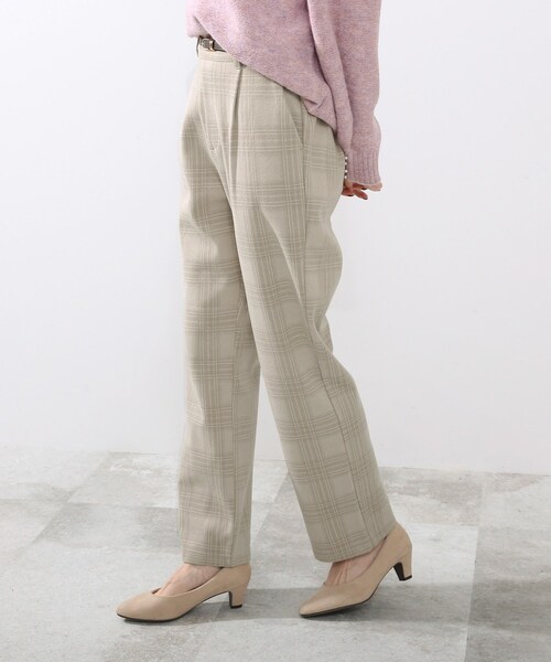 DRESKIP(ドレスキップ)の「◆ベルト付チェックストレ-トパンツ(その他パンツ・レディース・ブラック/ダークブラウン/ライトベージュ・02/03/04)」の1枚目の写真