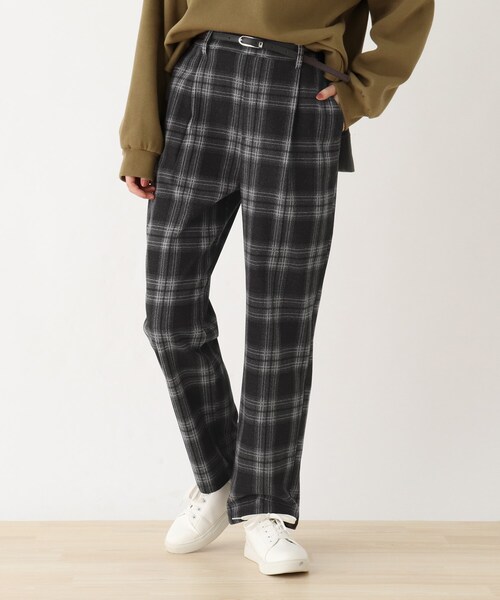 DRESKIP(ドレスキップ)の「◆ベルト付チェックストレ-トパンツ(その他パンツ・レディース・ブラック/ダークブラウン/ライトベージュ・02/03/04)」の2枚目の写真