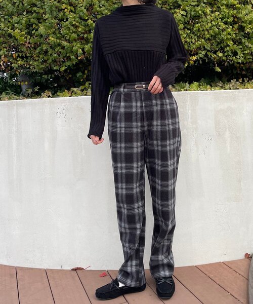 DRESKIP(ドレスキップ)の「◆ベルト付チェックストレ-トパンツ(その他パンツ・レディース・ブラック/ダークブラウン/ライトベージュ・02/03/04)」の4枚目の写真