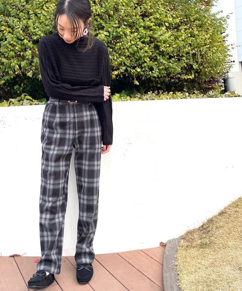 DRESKIP(ドレスキップ)の「◆ベルト付チェックストレ-トパンツ(その他パンツ・レディース・ブラック/ダークブラウン/ライトベージュ・02/03/04)」の5枚目の写真