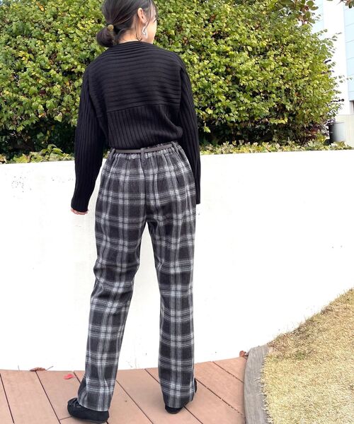 DRESKIP(ドレスキップ)の「◆ベルト付チェックストレ-トパンツ(その他パンツ・レディース・ブラック/ダークブラウン/ライトベージュ・02/03/04)」の6枚目の写真