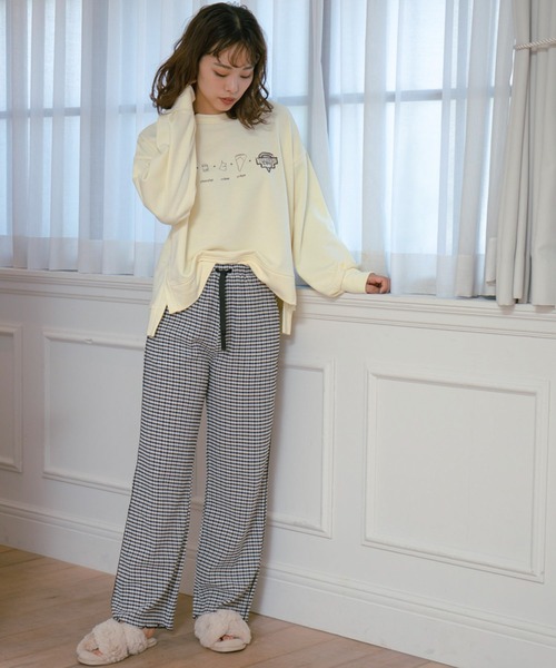 VIS（ビス）の「【ViSage】【MARION CREPESコラボ】裏毛起毛プリントプルオーバー（ルームウェア/パジャマ・レディース・ダークブラウン/クリーム・FREE）」の21枚目の写真