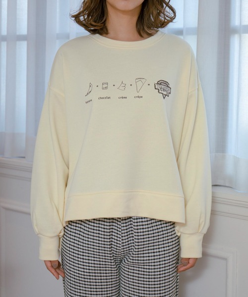 VIS（ビス）の「【ViSage】【MARION CREPESコラボ】裏毛起毛プリントプルオーバー（ルームウェア/パジャマ・レディース・ダークブラウン/クリーム・FREE）」の13枚目の写真