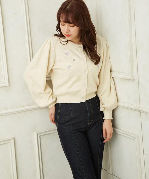 Allamanda（アラマンダ）の「花刺繍ぽこぽこカーディガン（カーディガン/ボレロ・レディース・ブラック/アイボリー/ライトベージュ・M）」の8枚目の写真
