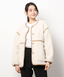 ehka sopo | ボアパイピングジャケット(ノーカラージャケット)