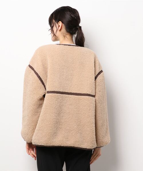 ehka sopo（エヘカソポ）の「ボアパイピングジャケット（ノーカラージャケット・レディース・キナリ/ブラック/ベージュ・ﾌﾘ-）」の5枚目の写真