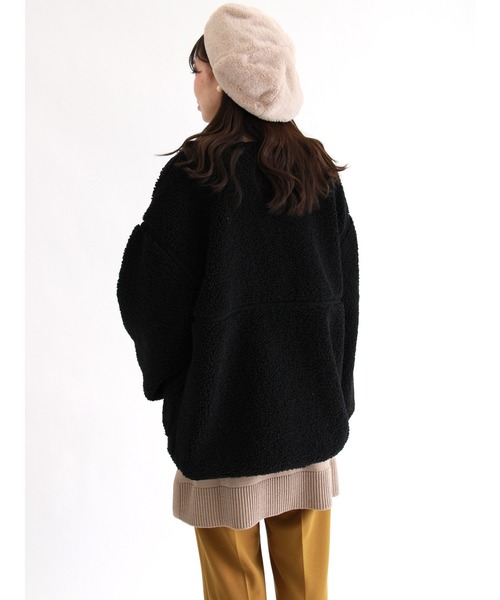 ehka sopo（エヘカソポ）の「ボアパイピングジャケット（ノーカラージャケット・レディース・キナリ/ブラック/ベージュ・ﾌﾘ-）」の9枚目の写真