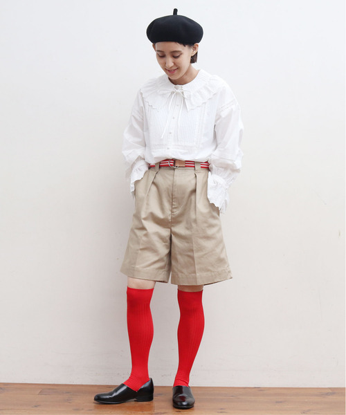 CHILD WOMAN(チャイルドウーマン)の「ワイドリブ ハイソックス(ソックス/靴下・レディース・グレー/レッド・FREE)」の16枚目の写真