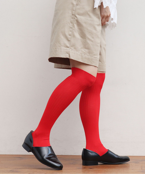 CHILD WOMAN(チャイルドウーマン)の「ワイドリブ ハイソックス(ソックス/靴下・レディース・グレー/レッド・FREE)」の14枚目の写真