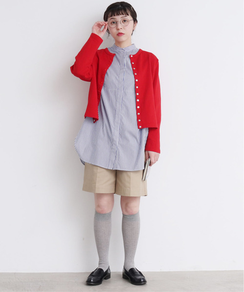 CHILD WOMAN(チャイルドウーマン)の「ワイドリブ ハイソックス(ソックス/靴下・レディース・グレー/レッド・FREE)」の7枚目の写真