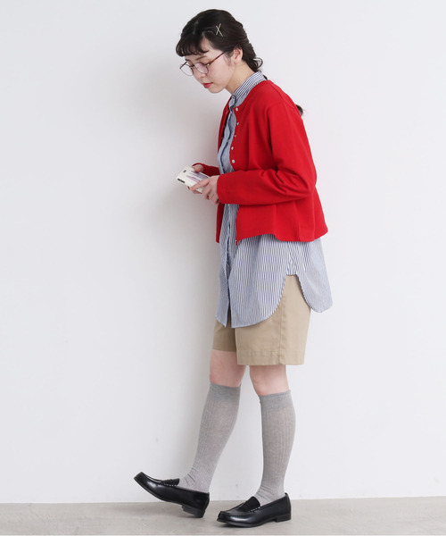 CHILD WOMAN(チャイルドウーマン)の「ワイドリブ ハイソックス(ソックス/靴下・レディース・グレー/レッド・FREE)」の8枚目の写真