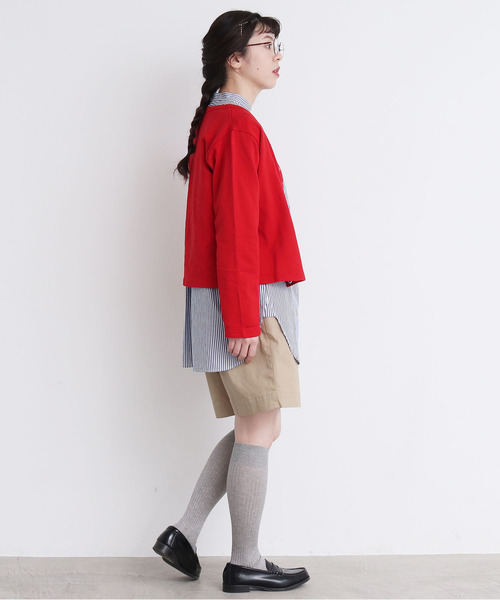 CHILD WOMAN(チャイルドウーマン)の「ワイドリブ ハイソックス(ソックス/靴下・レディース・グレー/レッド・FREE)」の9枚目の写真