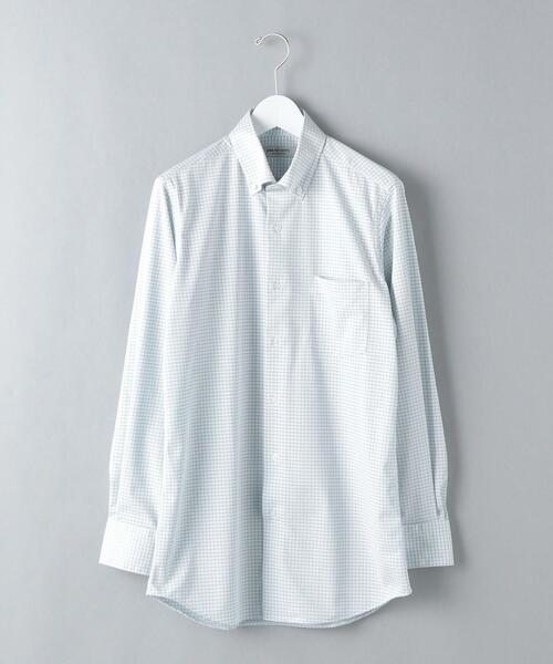 WORK TRIP OUTFITS GREEN LABEL RELAXING（ワークトリップアウトフィッツグリーンレーベル リラクシング）の「WTOチェックトリコットスリムボタンダウン シャツ -イージーアイロン・吸水速乾・抗菌・ストレッチ-（ビジネスシャツ・メンズ・ライム/ライトグレー・L/XL/M/S）」の12枚目の写真