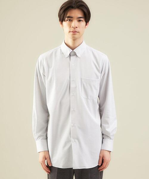 WORK TRIP OUTFITS GREEN LABEL RELAXING（ワークトリップアウトフィッツグリーンレーベル リラクシング）の「WTOチェックトリコットスリムボタンダウン シャツ -イージーアイロン・吸水速乾・抗菌・ストレッチ-（ビジネスシャツ・メンズ・ライム/ライトグレー・L/XL/M/S）」の14枚目の写真