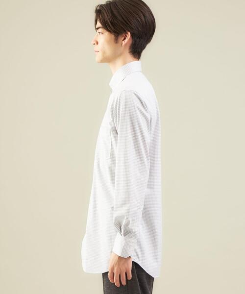 WORK TRIP OUTFITS GREEN LABEL RELAXING（ワークトリップアウトフィッツグリーンレーベル リラクシング）の「WTOチェックトリコットスリムボタンダウン シャツ -イージーアイロン・吸水速乾・抗菌・ストレッチ-（ビジネスシャツ・メンズ・ライム/ライトグレー・L/XL/M/S）」の5枚目の写真