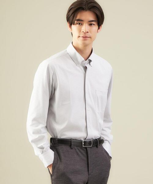 WORK TRIP OUTFITS GREEN LABEL RELAXING（ワークトリップアウトフィッツグリーンレーベル リラクシング）の「WTOチェックトリコットスリムボタンダウン シャツ -イージーアイロン・吸水速乾・抗菌・ストレッチ-（ビジネスシャツ・メンズ・ライム/ライトグレー・L/XL/M/S）」の7枚目の写真