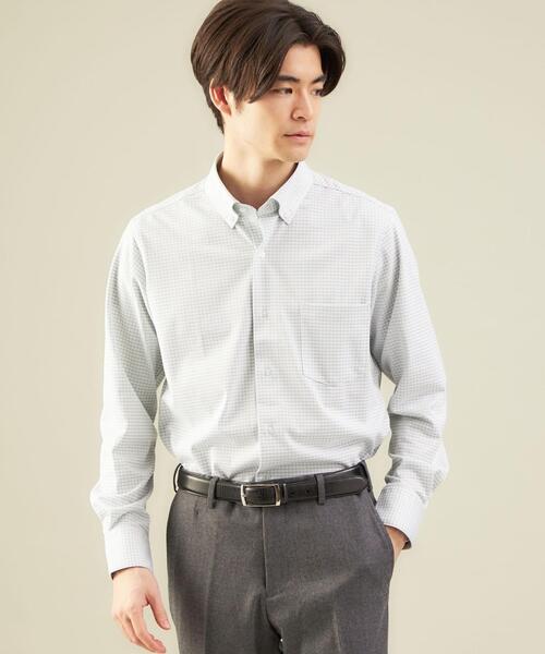 WORK TRIP OUTFITS GREEN LABEL RELAXING（ワークトリップアウトフィッツグリーンレーベル リラクシング）の「WTOチェックトリコットスリムボタンダウン シャツ -イージーアイロン・吸水速乾・抗菌・ストレッチ-（ビジネスシャツ・メンズ・ライム/ライトグレー・L/XL/M/S）」の8枚目の写真