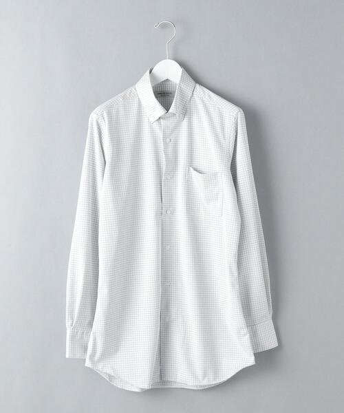 WORK TRIP OUTFITS GREEN LABEL RELAXING（ワークトリップアウトフィッツグリーンレーベル リラクシング）の「WTOチェックトリコットスリムボタンダウン シャツ -イージーアイロン・吸水速乾・抗菌・ストレッチ-（ビジネスシャツ・メンズ・ライム/ライトグレー・L/XL/M/S）」の9枚目の写真