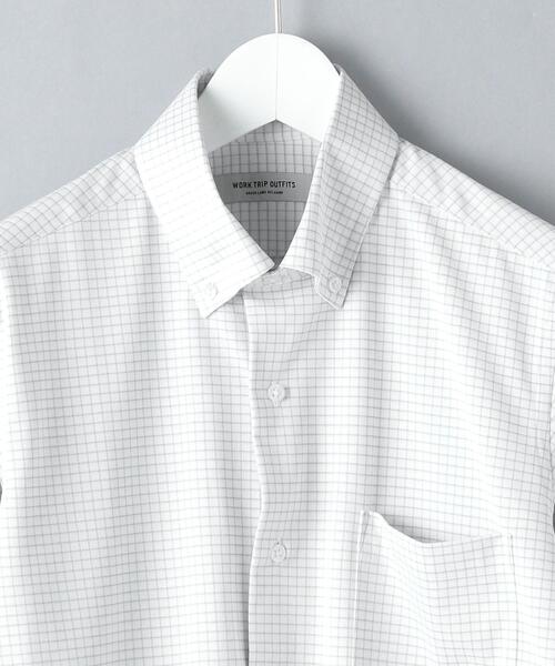 WORK TRIP OUTFITS GREEN LABEL RELAXING（ワークトリップアウトフィッツグリーンレーベル リラクシング）の「WTOチェックトリコットスリムボタンダウン シャツ -イージーアイロン・吸水速乾・抗菌・ストレッチ-（ビジネスシャツ・メンズ・ライム/ライトグレー・L/XL/M/S）」の3枚目の写真