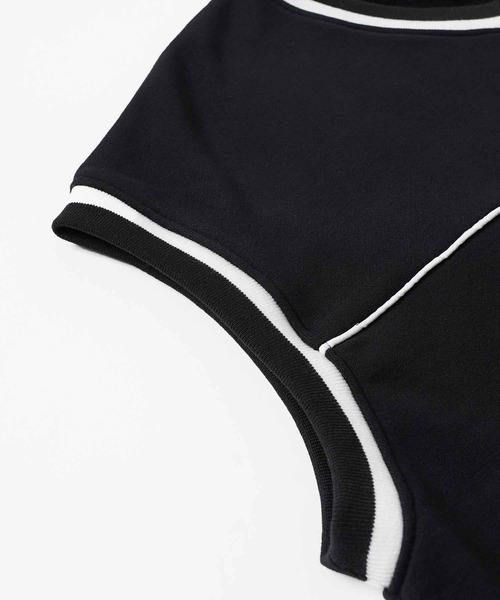X-girl（エックスガール）の「CONTRAST LINE SWEAT VEST（ベスト・レディース・ライトブルー/ブラック/ベージュ・S/M）」の8枚目の写真