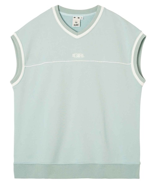 X-girl（エックスガール）の「CONTRAST LINE SWEAT VEST（ベスト・レディース・ライトブルー/ブラック/ベージュ・S/M）」の10枚目の写真