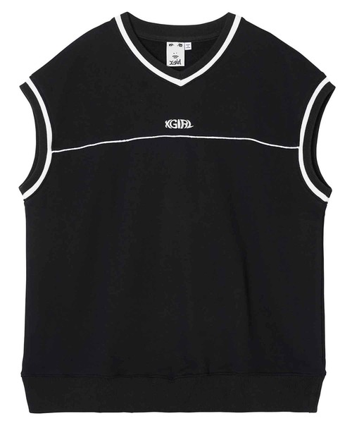 X-girl（エックスガール）の「CONTRAST LINE SWEAT VEST（ベスト・レディース・ライトブルー/ブラック/ベージュ・S/M）」の19枚目の写真