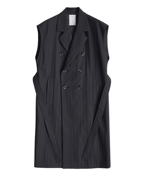 SHAREEF（シャリーフ）の「SLEEVE LESS COAT（チェスターコート・メンズ・ホワイト系その他/ブラック・1/2）」の3枚目の写真