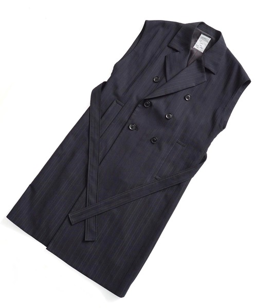 SHAREEF（シャリーフ）の「SLEEVE LESS COAT（チェスターコート・メンズ・ホワイト系その他/ブラック・1/2）」の4枚目の写真