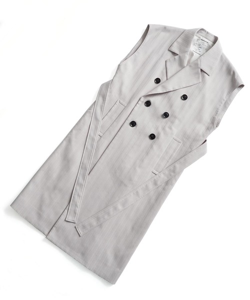 SHAREEF（シャリーフ）の「SLEEVE LESS COAT（チェスターコート・メンズ・ホワイト系その他/ブラック・1/2）」の10枚目の写真