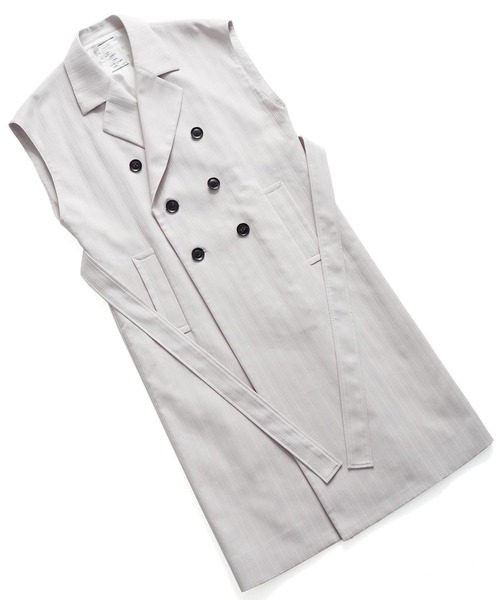 SHAREEF（シャリーフ）の「SLEEVE LESS COAT（チェスターコート・メンズ・ホワイト系その他/ブラック・1/2）」の16枚目の写真