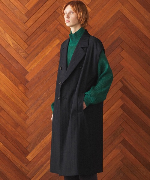 SHAREEF（シャリーフ）の「SLEEVE LESS COAT（チェスターコート・メンズ・ホワイト系その他/ブラック・1/2）」の17枚目の写真