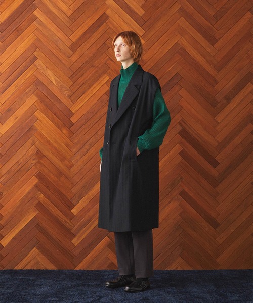 SHAREEF（シャリーフ）の「SLEEVE LESS COAT（チェスターコート・メンズ・ホワイト系その他/ブラック・1/2）」の21枚目の写真